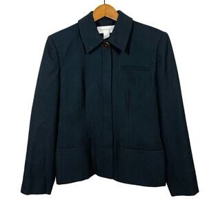 Jones New York Full Hidden Zip Blazer Jacket Trim Fit Black - 8
